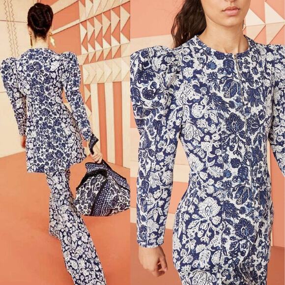 Ulla Johnson Dresses & Skirts - Ulla Johnson Dress Mini Western Wren Denim Puff Long Sleeve Blue Floral US 8